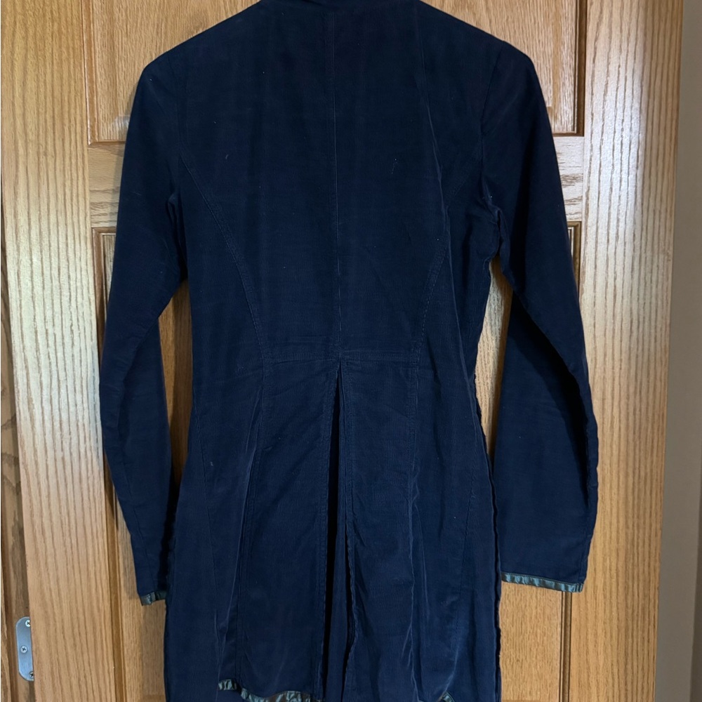 Vintage - Women's Navy Tailored Long Jacket - Floral Lined - Picture 2 of 6